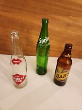 Vintage Soda Pop Bottles Sprite The Double Line Dad's Big Jr Lot Of 3 picture