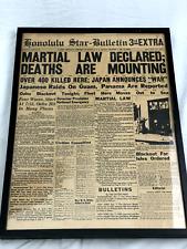 Vintage Honolulu Star Bulletin 3rd Extra 1941 Martial Law December 7 Framed picture
