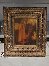 Vintage 1960s Lenticular Virgin Mary Illuminated Holographic Picture picture