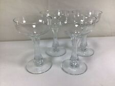 W95 Vintage Antique Circa 1920's  Stemmed Crystal Champagne Wine Glass 4PCs picture
