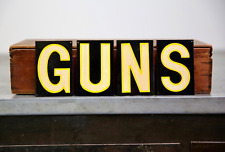Vintage GUNS Metal Sign Smaltz paint Winchester Remington Hunting Rifle etc picture