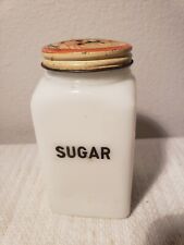 VTG McKee Hotpoint Glass Square Range Sugar Shaker With Lid 4in picture