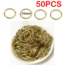50PCS Solid Brass Split Key Ring 15mm Hook Loop Metal Keychain Double Loop picture