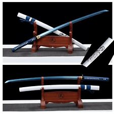 Japanese Samurai Katana Blue T1095 High Carbon Steel Battle Sharp Sword Handmade picture