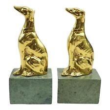 Vintage Jennings Brothers Brass Greyhound Whippet Dog Bookends Marble Base Pair  picture