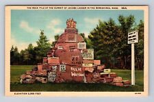 Berkshires MA-Massachusetts, Rock Pile At Summit Jacobs Ladder Vintage Postcard picture