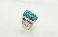 John Shopteese Silver Ring Cloud Mountain Turquoise Sterling Size 8 picture