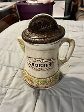 VINTAGE Treasure Craft Brown Pitcher Ceramic Cookie Jar 12” Tall LARGE Oreo Top picture