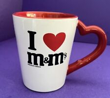 New White “ I Love M & M’s “ Coffee mug Red Heart Shaped Handle SALE picture