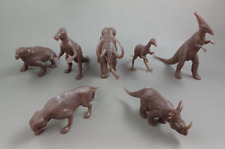 Toy Street Marx 2nd Series Prehistoric Playset Brown Plastic Dinosaur Lot of 7 picture