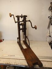 Vintage Dual Hand Crank Driven Cast Iron Boring Drill Barn Beams Timber Framing  picture