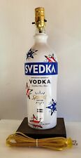 Svedka Vodka Large 1.75L Liquor Bar Bottle Lounge TABLE LAMP Light w/ Wood Base picture