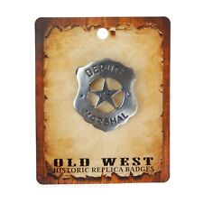 US Deputy Marshal Star Badge Old West Replica Antique Silver Finish Made in USA picture