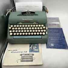 RARE Working Antique Smith Corona Electric 1 Teal Typewriter With Case & Manual picture
