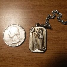 Vintage Thick Mid Century Modern Sterling Silver Catholic Medal of Mary picture