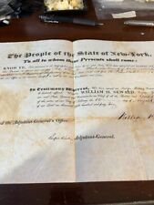 1842 NY Commission Signed by William H Seward future Lincoln Cabinet picture
