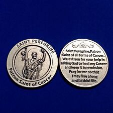 St PEREGRINE Patron Saint of Cancer Pocket Token Protection Healing Medal Prayer picture