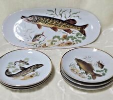 Gorgeous 1950's Vintage Naaman Israel Porcelain Bread & Snap Plates Set Of 7 picture