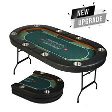 Koreyosh 8 Player Poker Table Upgraded Casino Texas Holdem w/ Metal Cup Holders picture