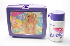 1992 Mattel Vintage Purple Beach Barbie Lunch Box With Thermos Sun Malibu EUC picture
