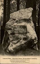 Emerson's Grave Sleepy Hollow Cemetery Concord Massachusetts ~ vintage postcard picture