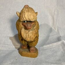 norway hand carved wood troll vintage folk art picture