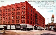 Vtg Denver Colorado CO Oxford Hotel Welcome Arch Union Depot 1910s View Postcard picture