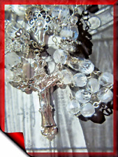 Artisan Rosary Our Lady Of The Snows 925 SS Swarovski Vintage White Givre Beads picture