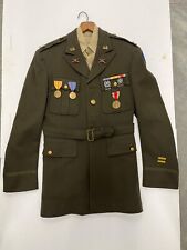 1940s WWII US Army Officer Captains Jacket and Shirt with Medals & Cap picture