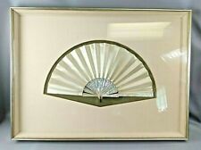 L👀K 🔥 Vintage Well Framed Mother Of Pearl Silk Empress Royal Asian Hand Fan picture