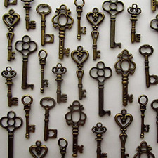 Lot Of 48 Vintage Style Antique Skeleton Furniture Cabinet Old Lock Keys Jewelry picture
