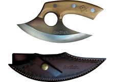 Dedfish ULU Multipurpose Knife Stainless Steel Blade Leather Sheath Pizza Cutter picture