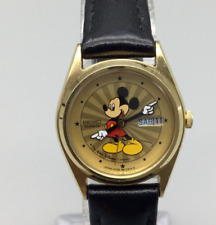 VTG Seiko Mickey Mouse Watch Women Gold Tone Sunburst Date 3Y03-0039 New Battery picture