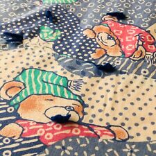 Handmade VTG 90s Pastel Patchwork Sleeping Teddy Bear Quilt Throw Blanket 66x72” picture