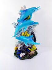 Marine Life Three Dolphins Figurine Statue Playing Around the Coral / 90101 picture