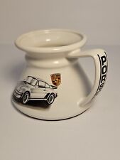 Vintage Coffee Mug Porsche Car Cup Spill Proof Gray White Travel Spelled Out picture