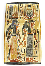 Luxor Egypt Decorative Art Plaque, Painted Relief Clay, About 6-1/2