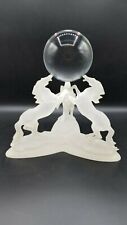 Three Frosted Rearing Horses Holding a Crystal Ball Gass Figurine  picture