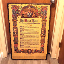 Vintage Bill of Rights Wood Wall Hanging Patriotic USA Art LARGE 37