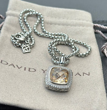 DAVID YURMAN Albion Sterling Silver 14mm Morganite Pave Diamond  Necklace 20 In picture