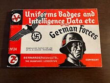 Vtg WWII Uniforms Badges Intelligence Data German Forces Printed in GB 1940 picture