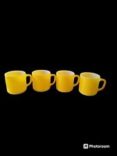 Set Of 4 Federal Heat Proof Yellow Milk Glass Coffee Cups Mugs 3