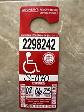 EXPIRED COLLECTABLE , Michigan DISABLED HANDICAPPED PARKING PLACARD August 2023 picture