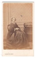 CIRCA 1860s CARETTE CDV OLDER LADY IN FANCY DRESS DETAILED LILLE FRANCE picture