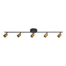 4 ft. Black and Brass Modern LED Track Light Fixed Rail Rotating Heads 3000K picture