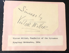 Victor Miller Conductor of the Syracuse Symphony Orchestra 1934 Cut Signature picture