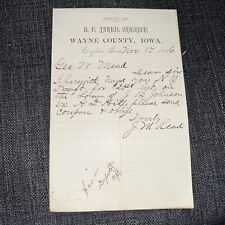 Antique 1886 Letter on Wayne County Iowa Sheriff Letterhead Corydon IA History picture