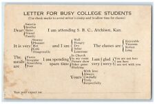 c1940 Letter For Busy College Students Correspondre Vintage Antique KS Postcard picture