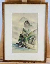 Vintage (1930s) Chinese Waterfall Hermit Retreat Gouache on Silk picture