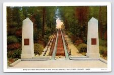 c1920s~First Railroad Tracks~Quincy Massachusetts MA~VTG RR Postcard picture